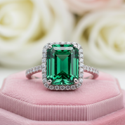 Amazing 3.5 Carat Emerald Cut Halo Engagement Ring-Black Diamonds New York