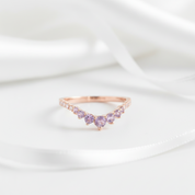 Amethyst Purple Thin Stacking Wedding Band-Black Diamonds New York