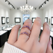 Amethyst Purple Thin Stacking Wedding Band-Black Diamonds New York