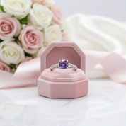 Amethyst Purple Twist Round Cut Engagement Ring-Black Diamonds New York