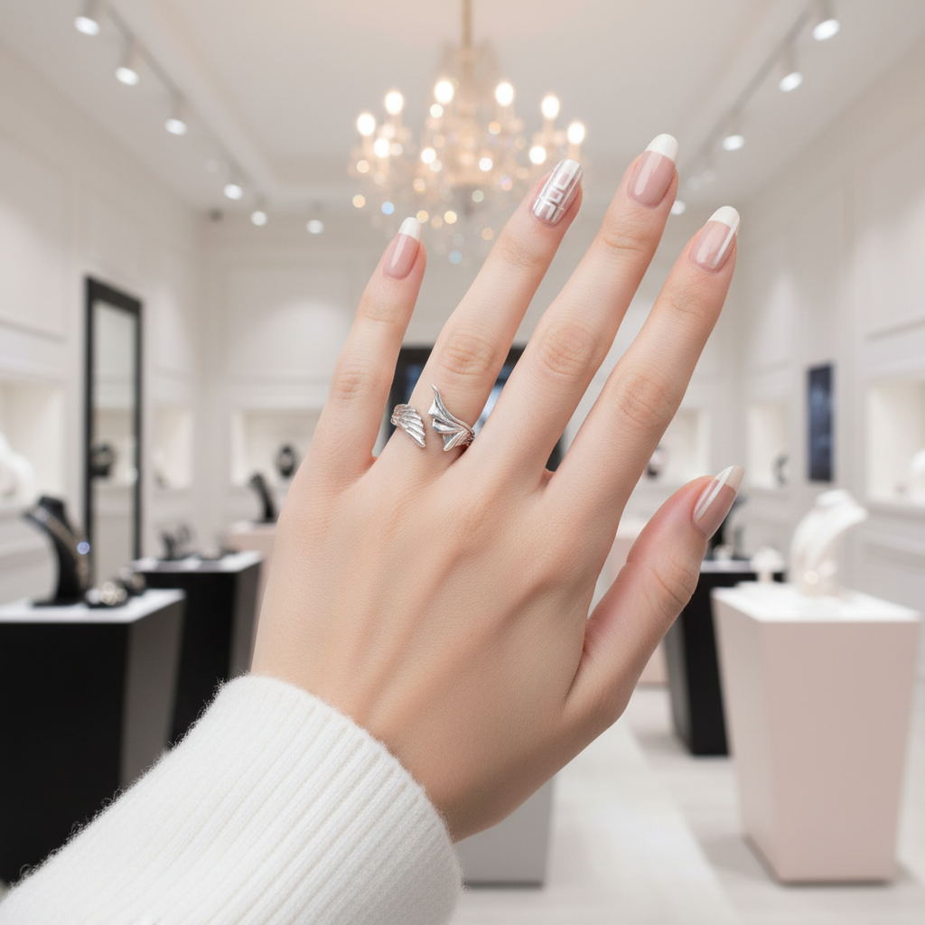 Angel and Demon Wing Adjustable Ring-Black Diamonds New York