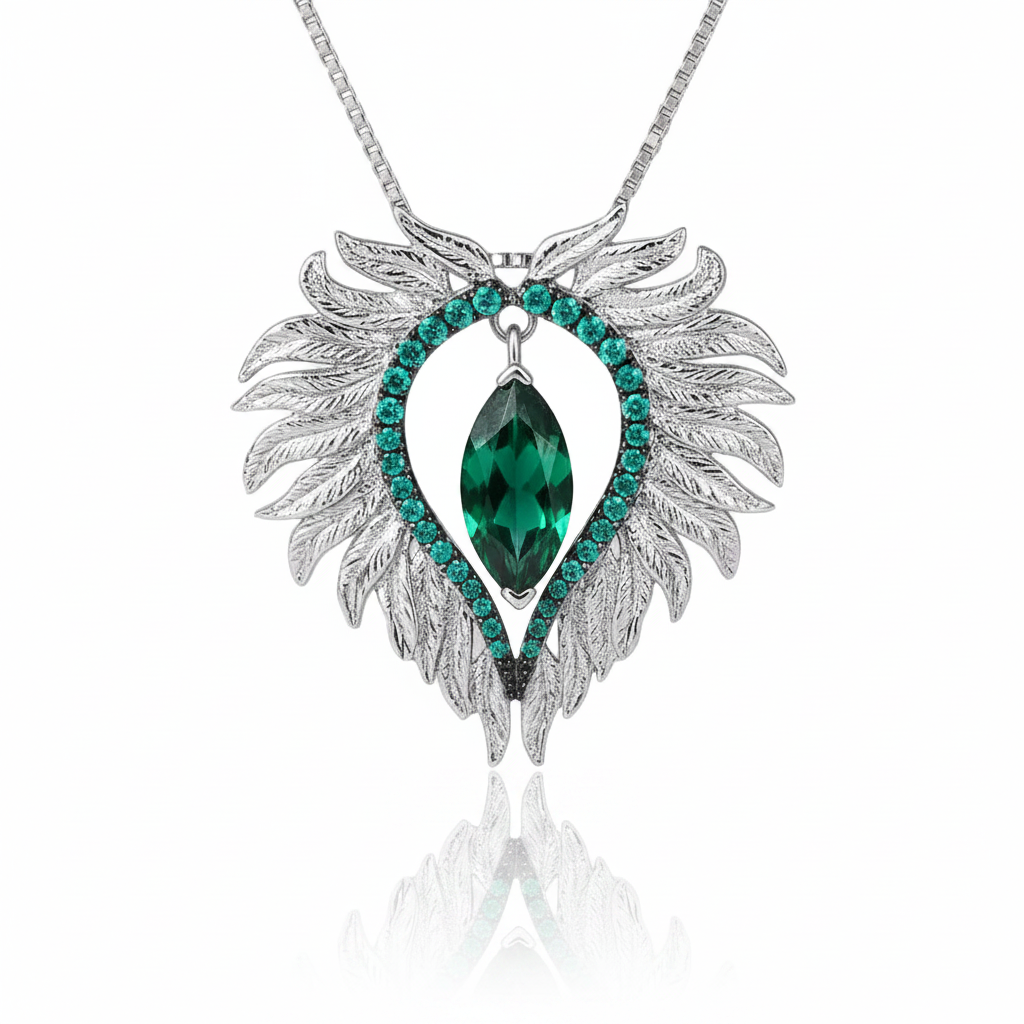 Angel Wings Feather Necklace-Black Diamonds New York