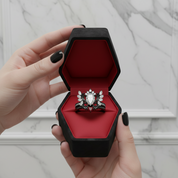 Angel's Wings- 14k White Gold Pear Cut and Red Heart Diamond Option Gothic Promise Ring-Black Diamonds New York