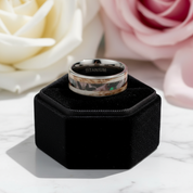 Antler Camouflage Granite Titanium Wedding Band-Black Diamonds New York