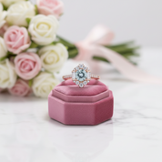 Aquamarine Birth Stone Engagement Ring-Black Diamonds New York