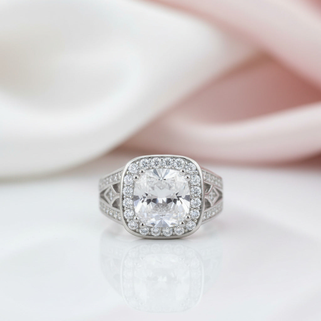 Art Deco 4.0 ct Cushion-Cut Diamond Option Engagement Ring-Black Diamonds New York