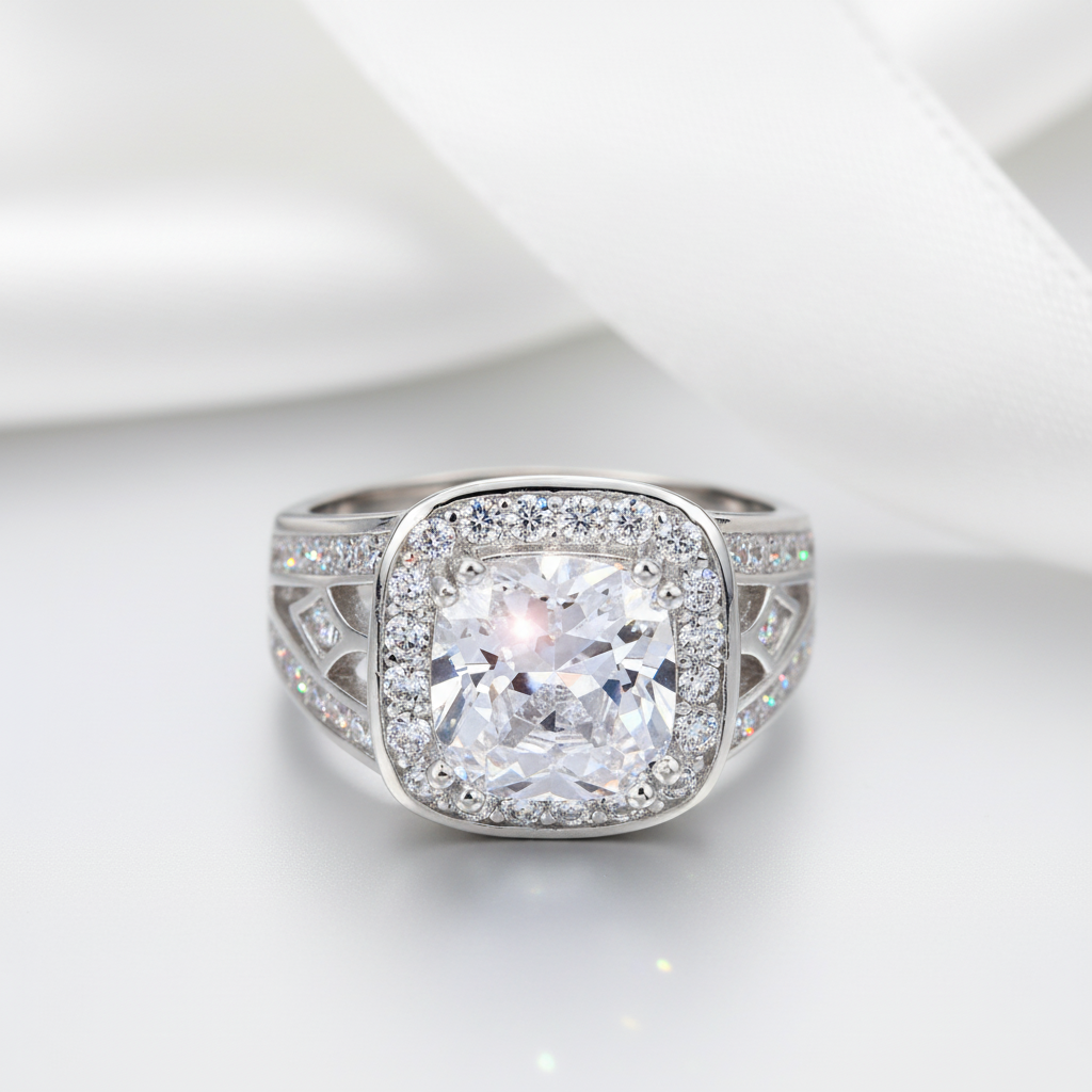 Art Deco 4.0 ct Cushion-Cut Diamond Option Engagement Ring-Black Diamonds New York