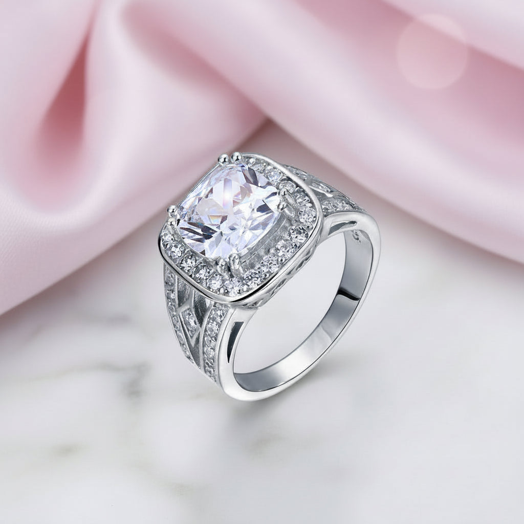 Art Deco 4.0 ct Cushion-Cut Diamond Option Engagement Ring-Black Diamonds New York
