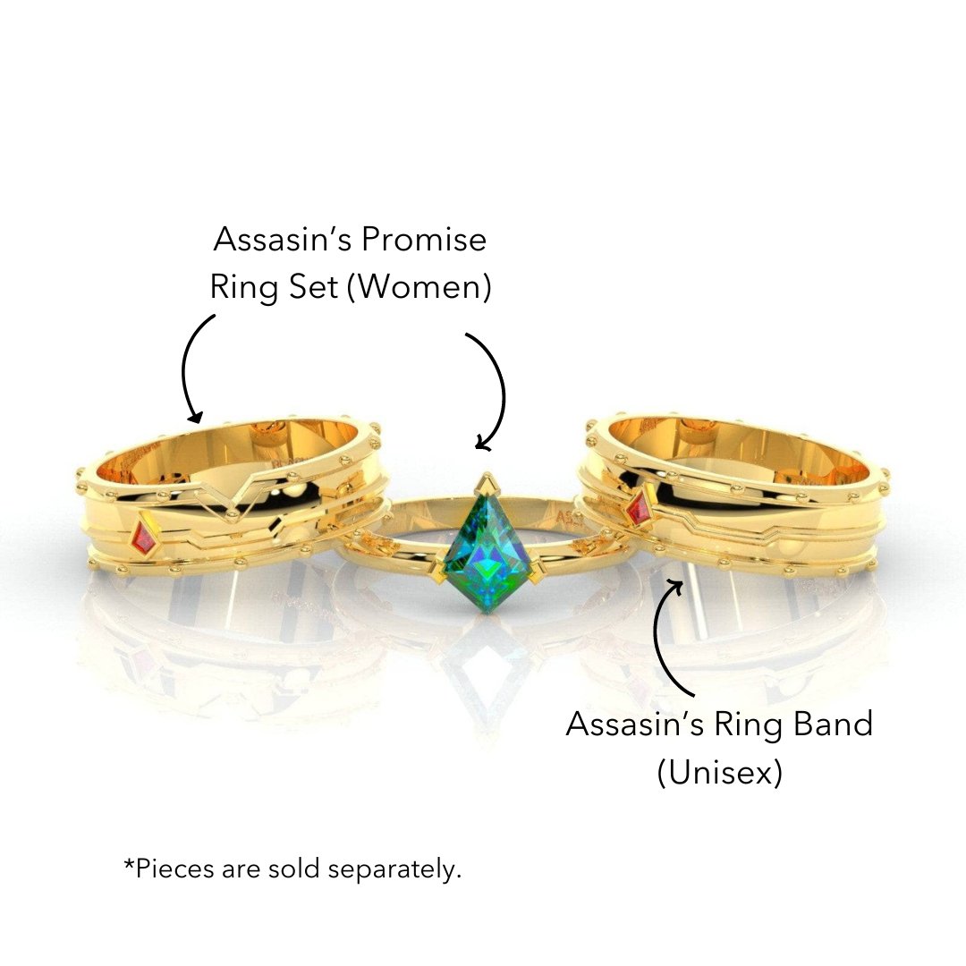 Assasin Rings Assasin's Promise Ring Band (Unisex)- 14k Yellow Gold Video Game ...