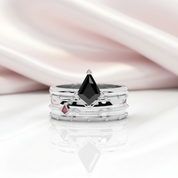 Assassin's Promise Ring Set (Women)- 14k Yellow Gold Video Game Inspired Rings-Black Diamonds New York