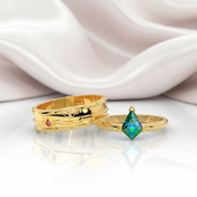 Assassin's Promise Ring Set (Women)- 14k Yellow Gold Video Game Inspired Rings-Black Diamonds New York