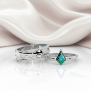 Assassin's Promise Ring Set (Women)- 14k Yellow Gold Video Game Inspired Rings-Black Diamonds New York