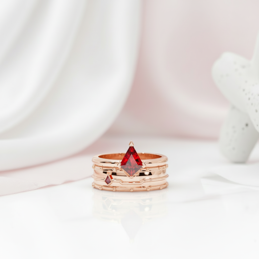 Assassin's Promise Ring Set (Women)- 14k Yellow Gold Video Game Inspired Rings-Black Diamonds New York