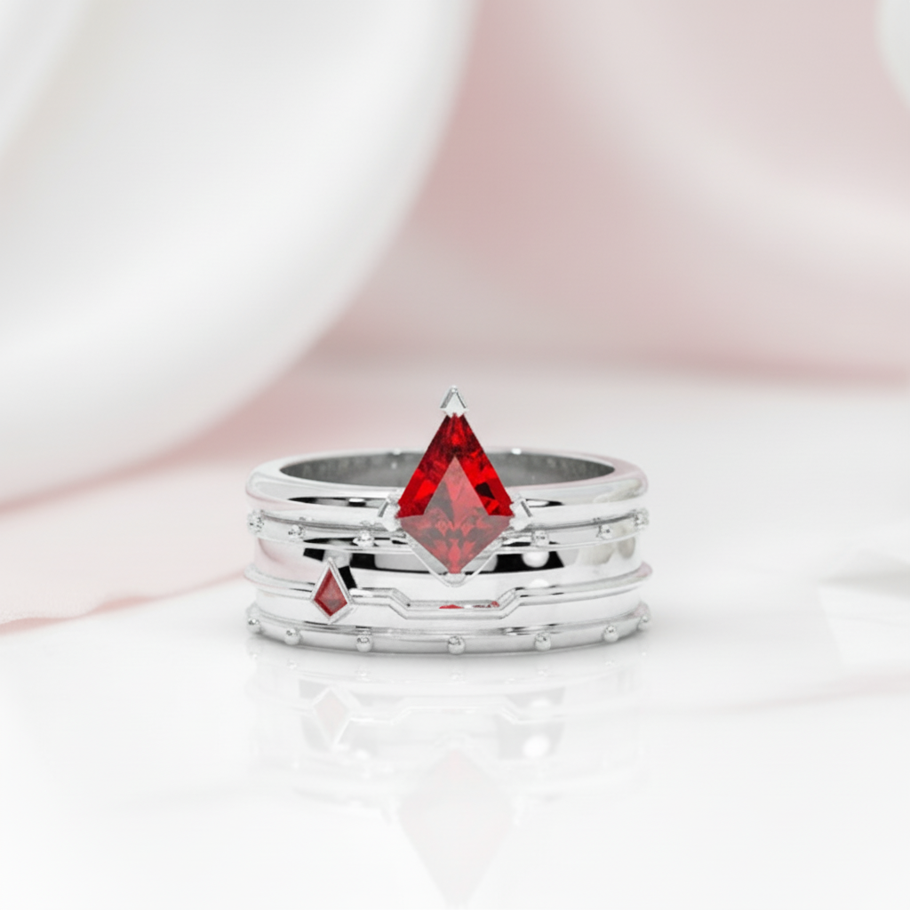 Assassin's Promise Ring Set (Women)- 14k Yellow Gold Video Game Inspired Rings-Black Diamonds New York