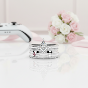 Assassin's Promise Ring Set (Women)- 14k Yellow Gold Video Game Inspired Rings-Black Diamonds New York