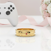 Assasin's Promise Ring Band (Unisex)- 14k Yellow Gold Video Game Inspired Rings-Black Diamonds New York