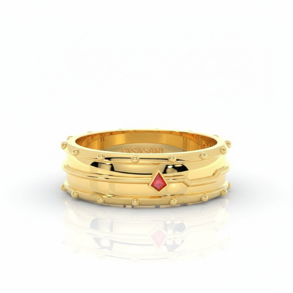 Assasin's Promise Ring Band (Unisex)- 14k Yellow Gold Video Game Inspired Rings-Black Diamonds New York
