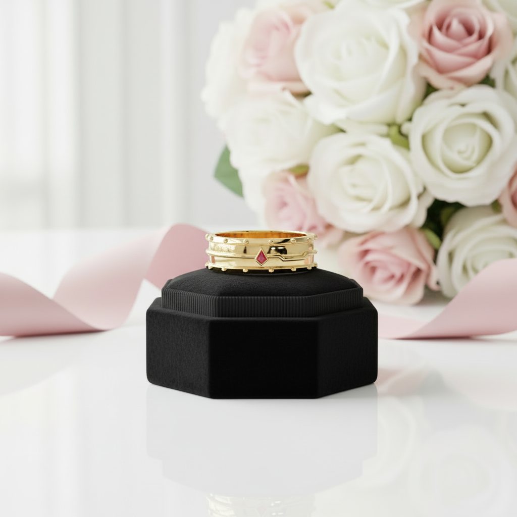 Assasin's Promise Ring Band (Unisex)- 14k Yellow Gold Video Game Inspired Rings-Black Diamonds New York