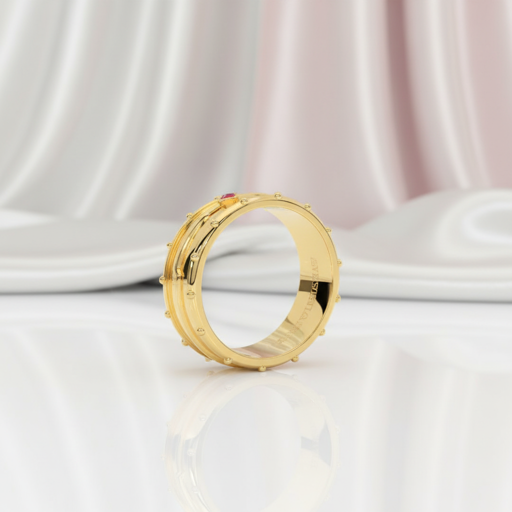 Assasin's Promise Ring Band (Unisex)- 14k Yellow Gold Video Game Inspired Rings-Black Diamonds New York