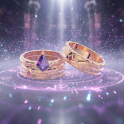 Assassin's Promise Ring Set (Women)- 14k Yellow Gold Video Game Inspired Rings-Black Diamonds New York