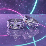 Assassin's Promise Ring Set (Women)- 14k Yellow Gold Video Game Inspired Rings-Black Diamonds New York