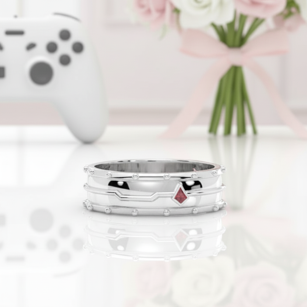 Assasin's Promise Ring Band (Unisex)- 14k Yellow Gold Video Game Inspired Rings-Black Diamonds New York