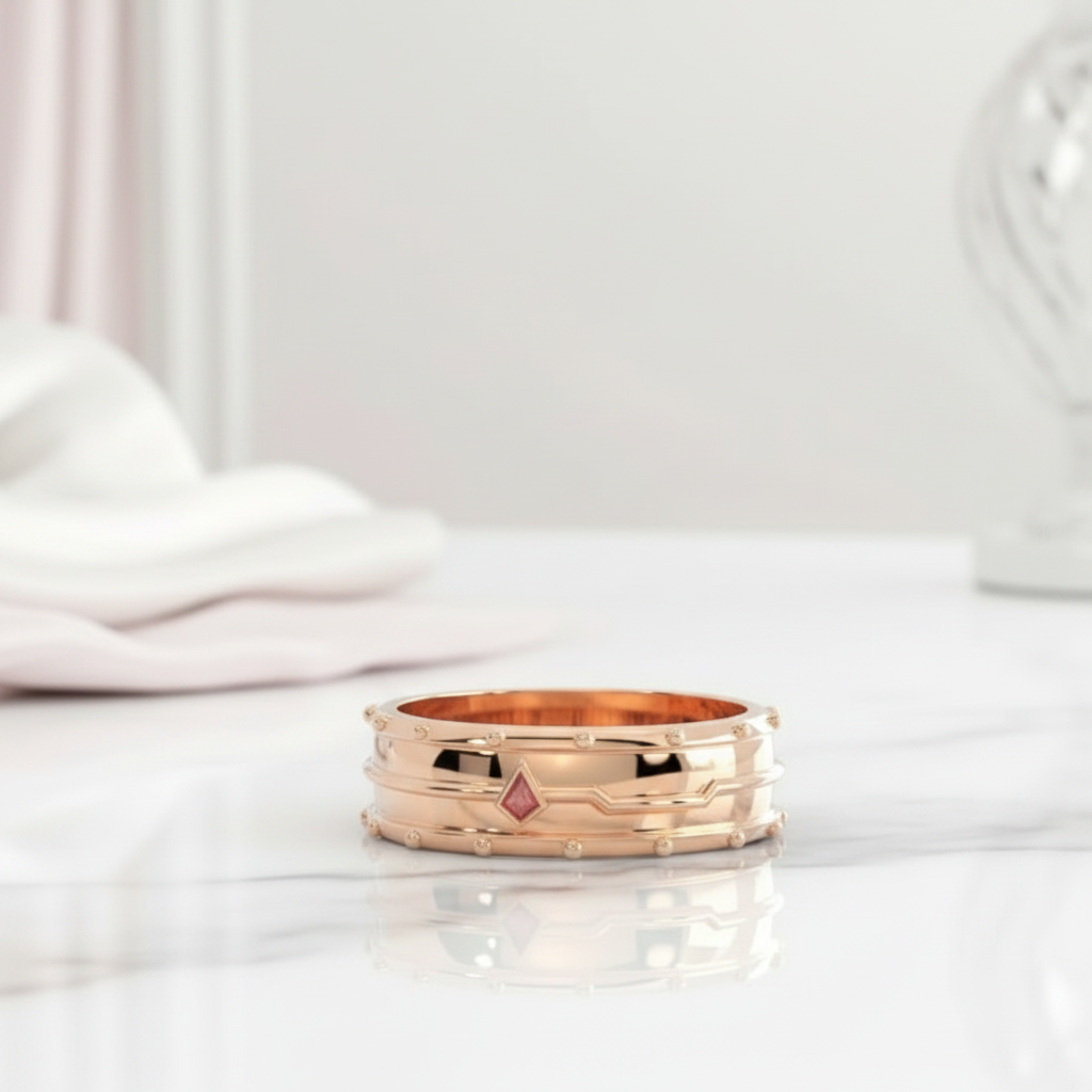 Assasin's Promise Ring Band (Unisex)- 14k Yellow Gold Video Game Inspired Rings-Black Diamonds New York