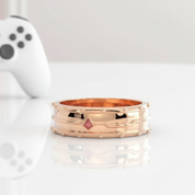 Assasin's Promise Ring Band (Unisex)- 14k Yellow Gold Video Game Inspired Rings-Black Diamonds New York