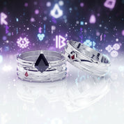 Assassin's Promise Ring Set (Women)- 14k Yellow Gold Video Game Inspired Rings-Black Diamonds New York