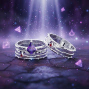 Assassin's Promise Ring Set (Women)- 14k Yellow Gold Video Game Inspired Rings-Black Diamonds New York