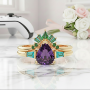 Assasin's Romance Engagement Ring (Women)- 14k Yellow Gold Video Game Inspired Rings-Black Diamonds New York