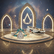 Assasin's Romance (Unisex)- 14k Yellow Gold Video Game Inspired Rings-Black Diamonds New York