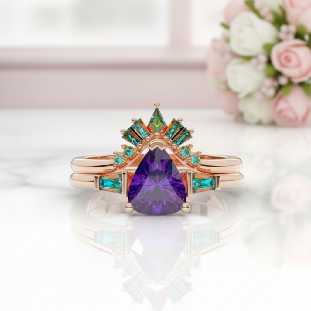 Assasin's Romance Engagement Ring (Women)- 14k Yellow Gold Video Game Inspired Rings-Black Diamonds New York