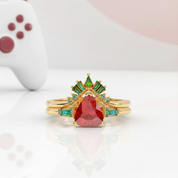 Assasin's Romance Engagement Ring (Women)- 14k Yellow Gold Video Game Inspired Rings-Black Diamonds New York