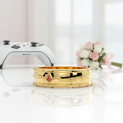 Assasin's Romance (Unisex)- 14k Yellow Gold Video Game Inspired Rings-Black Diamonds New York