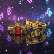 Assasin's Romance Engagement Ring- 14k Yellow Gold Video Game Inspired Rings-Black Diamonds New York