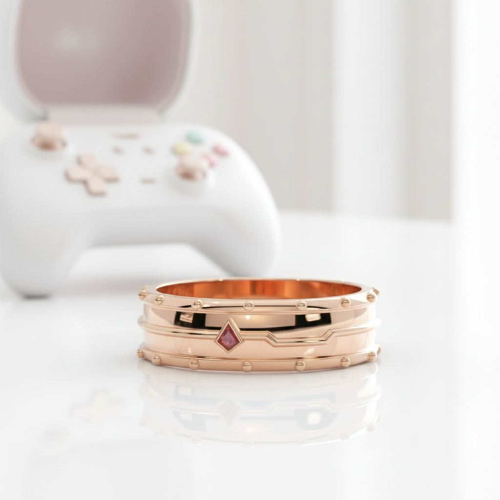 Assasin's Romance (Unisex)- 14k Yellow Gold Video Game Inspired Rings-Black Diamonds New York