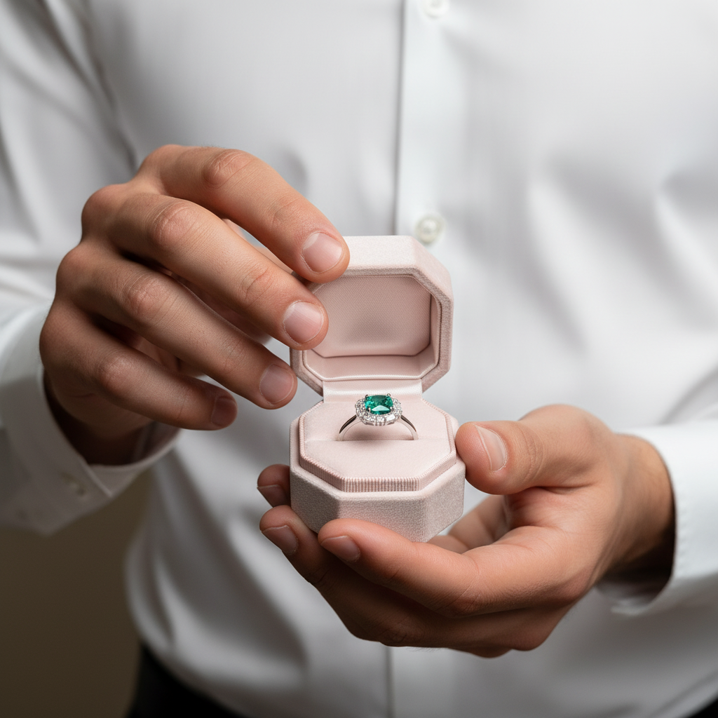 Asscher Cut Emerald Green Diamond Option Engagement Ring-Black Diamonds New York