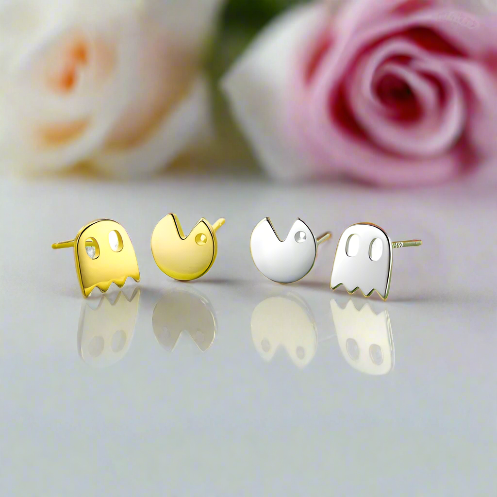 Asymmetric Little Devil Stud Earrings-Black Diamonds New York