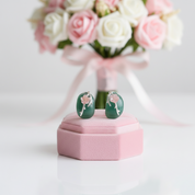 Aventurine Plum Flower Stud Earrings-Black Diamonds New York