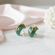 Aventurine Plum Flower Stud Earrings-Black Diamonds New York