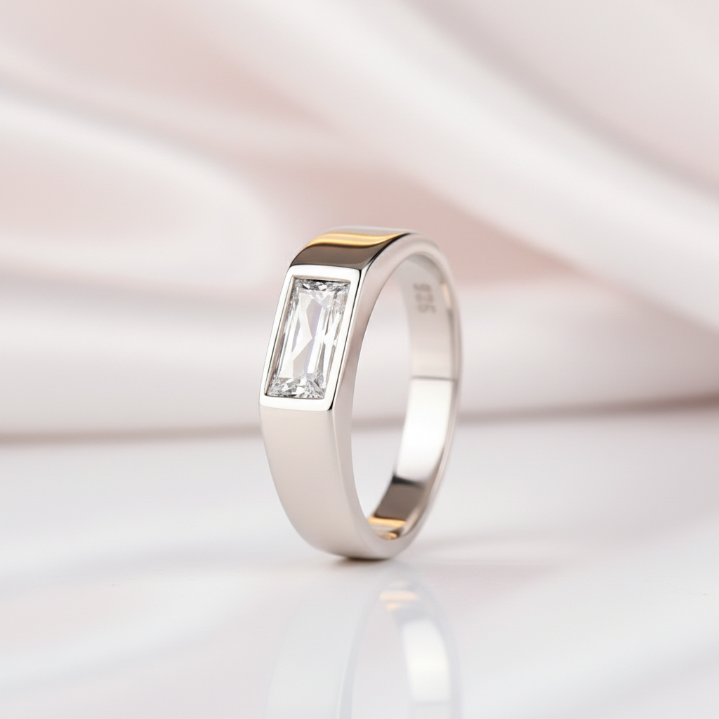 Baguette Cut Men's Wedding Band-Black Diamonds New York