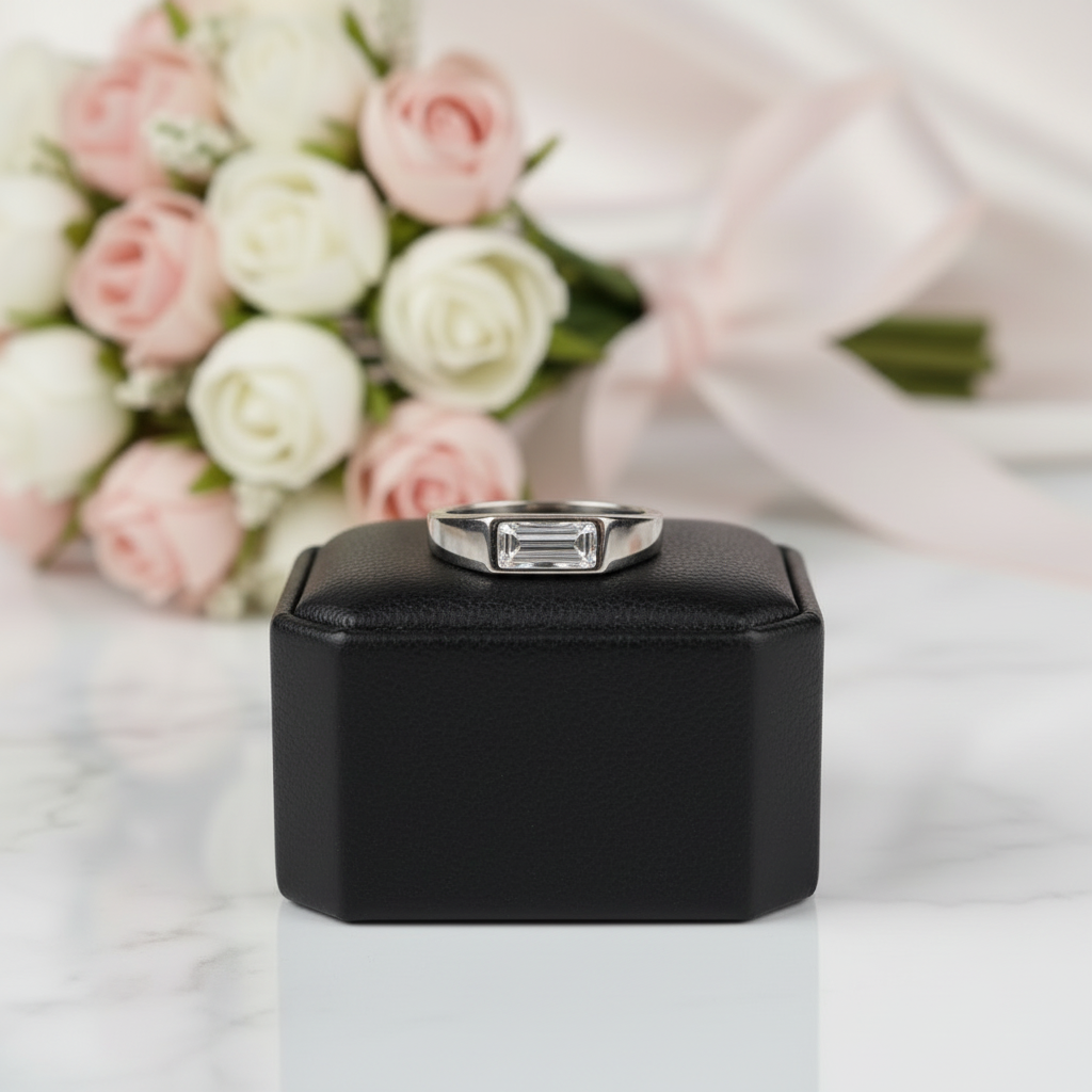 Baguette Cut Men's Wedding Band-Black Diamonds New York