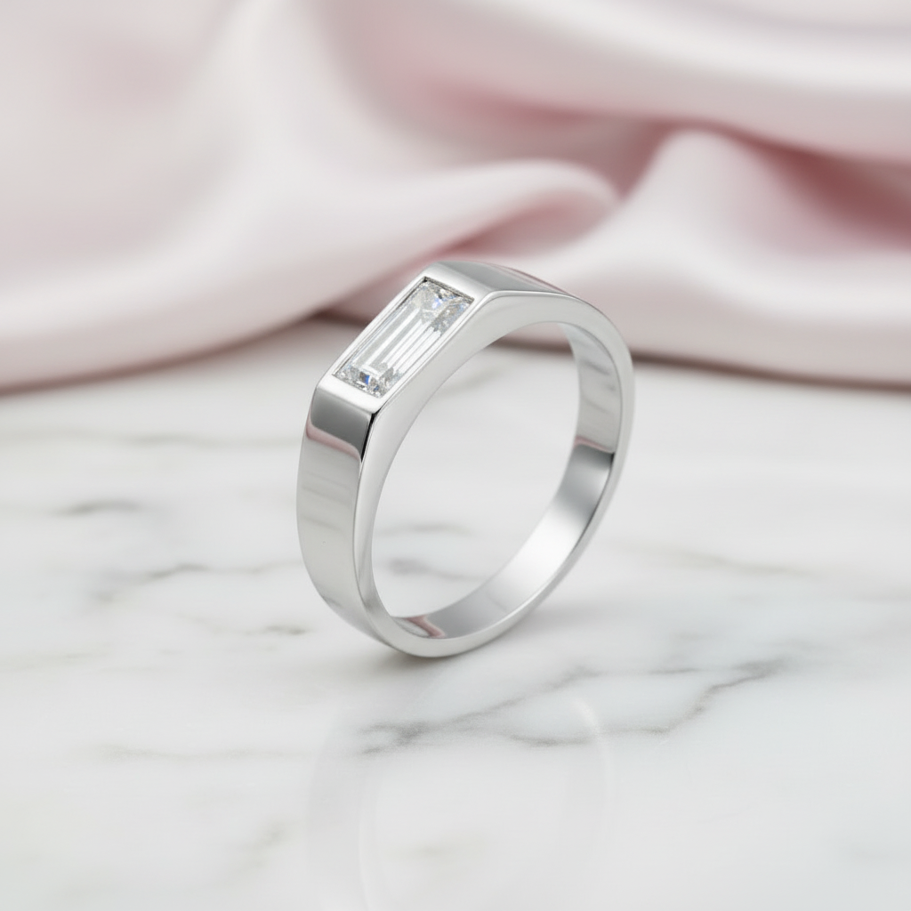 Baguette Cut Men's Wedding Band-Black Diamonds New York