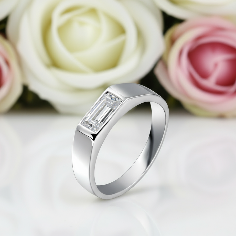 Baguette Cut Men's Wedding Band-Black Diamonds New York