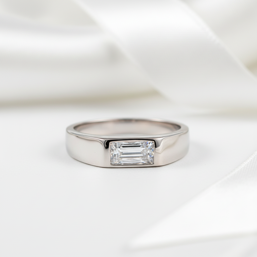 Baguette Cut Men's Wedding Band-Black Diamonds New York