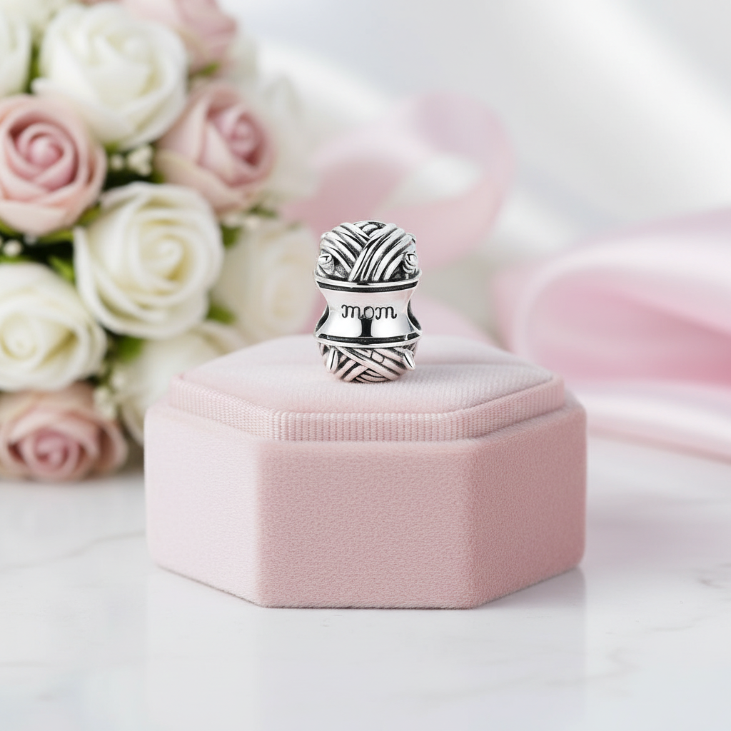 Ball of Yarn Charm with Pink Diamond Option-Black Diamonds New York