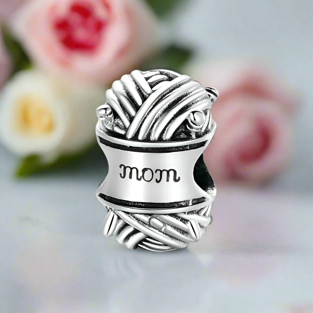 Ball of Yarn Charm with Pink Diamond-Black Diamonds New York