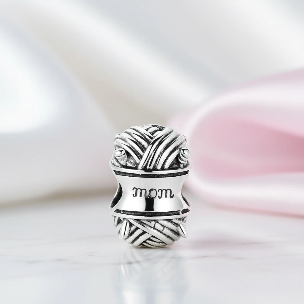 Ball of Yarn Charm with Pink Diamond Option-Black Diamonds New York