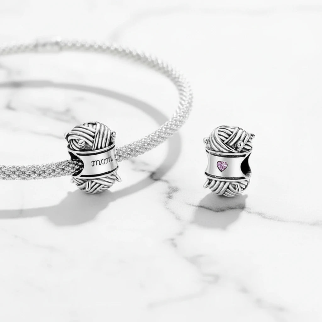 Ball of Yarn Charm with Pink Diamond Option-Black Diamonds New York